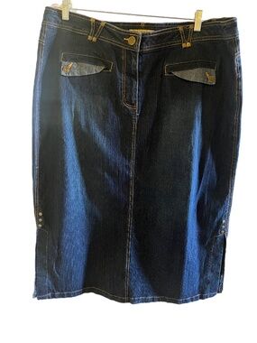 Denim Midi/Maxi skirt pockets Beach minimalist western stretchy size 20W